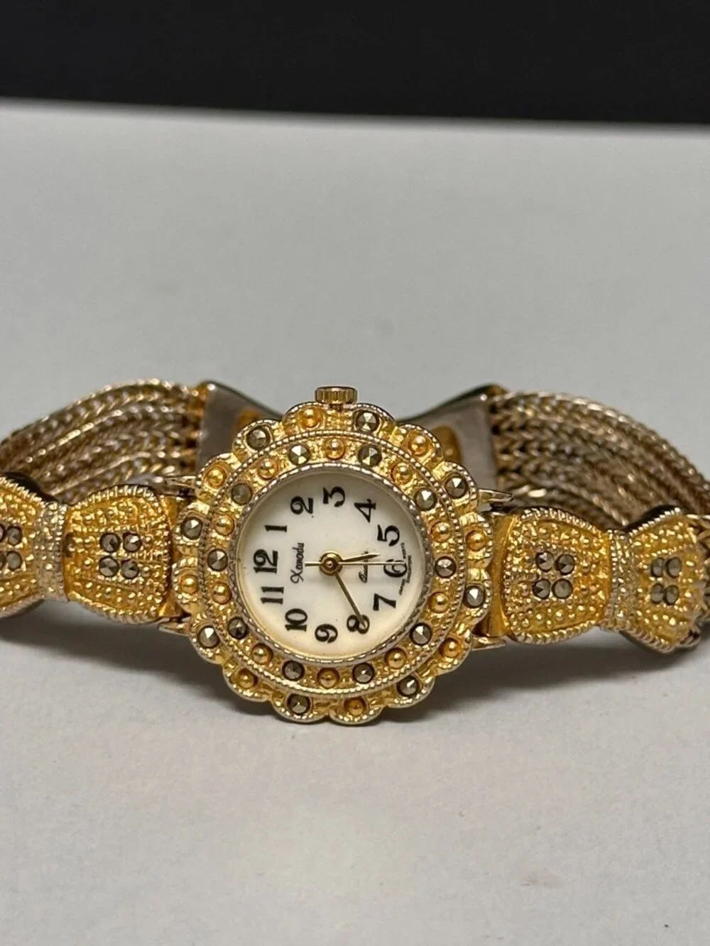 Xanadu Watch Women Gold Tone Multi Chain Band Marcasite Accents New Battery